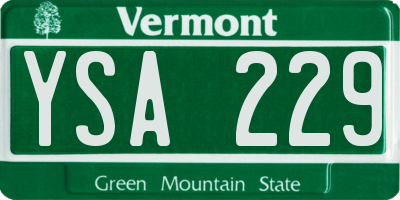 VT license plate YSA229