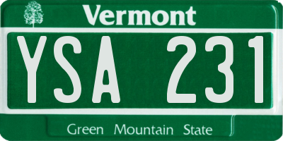VT license plate YSA231