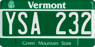 VT license plate YSA232
