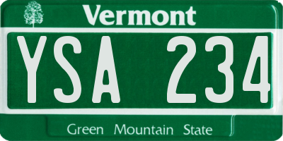 VT license plate YSA234