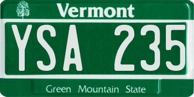VT license plate YSA235