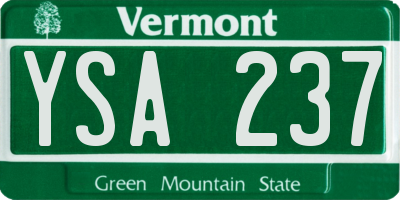 VT license plate YSA237