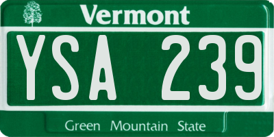 VT license plate YSA239