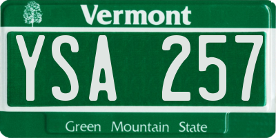 VT license plate YSA257