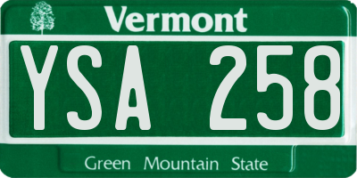 VT license plate YSA258