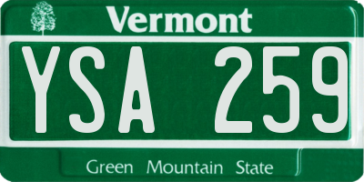 VT license plate YSA259