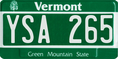 VT license plate YSA265