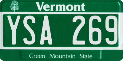 VT license plate YSA269