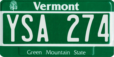 VT license plate YSA274