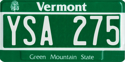 VT license plate YSA275