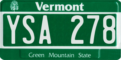VT license plate YSA278