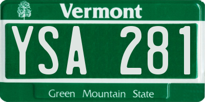VT license plate YSA281