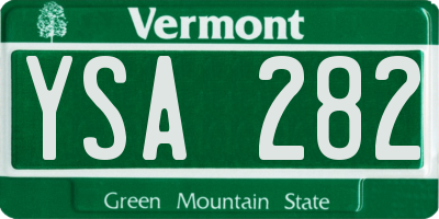 VT license plate YSA282
