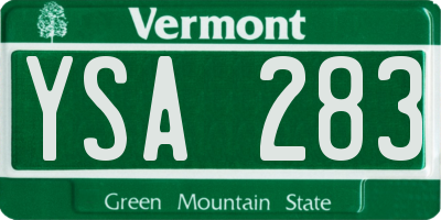 VT license plate YSA283