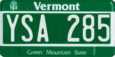 VT license plate YSA285
