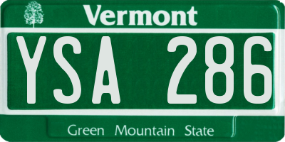 VT license plate YSA286