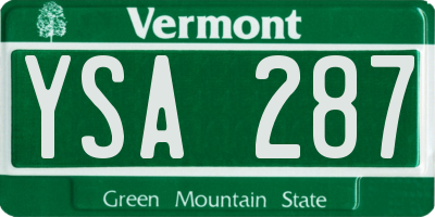 VT license plate YSA287