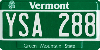 VT license plate YSA288