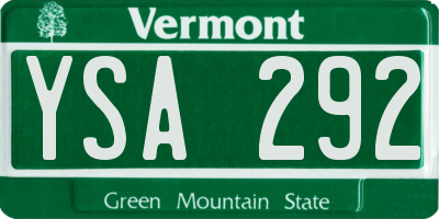 VT license plate YSA292