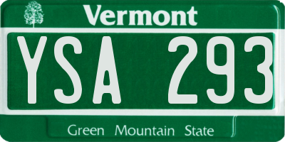 VT license plate YSA293