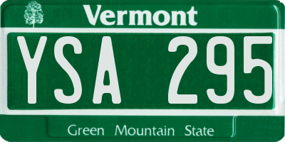 VT license plate YSA295