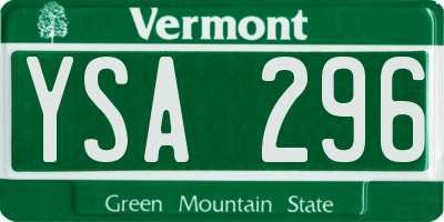 VT license plate YSA296