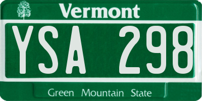 VT license plate YSA298