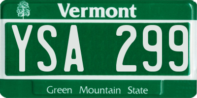 VT license plate YSA299