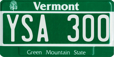VT license plate YSA300