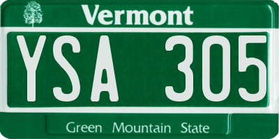 VT license plate YSA305