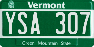 VT license plate YSA307
