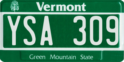 VT license plate YSA309