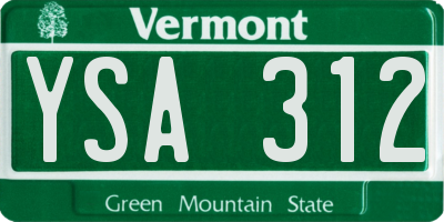 VT license plate YSA312