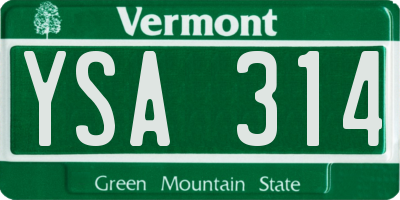 VT license plate YSA314