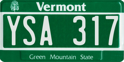 VT license plate YSA317