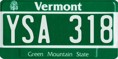 VT license plate YSA318