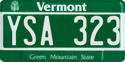 VT license plate YSA323
