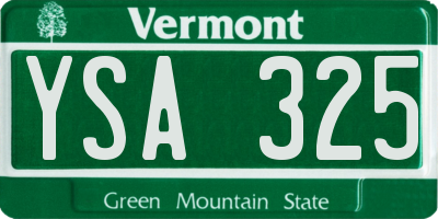 VT license plate YSA325