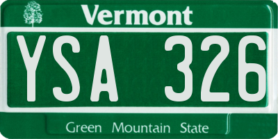 VT license plate YSA326