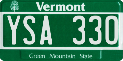 VT license plate YSA330