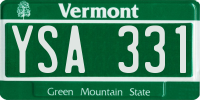 VT license plate YSA331