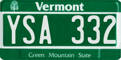VT license plate YSA332