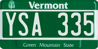 VT license plate YSA335