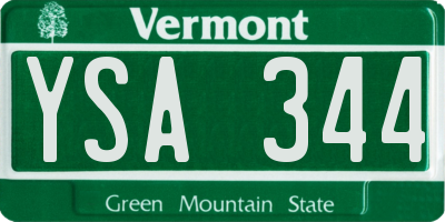 VT license plate YSA344