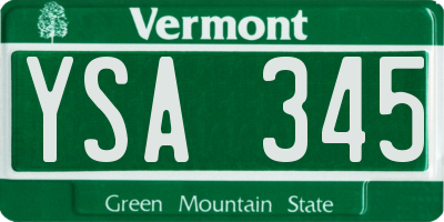 VT license plate YSA345
