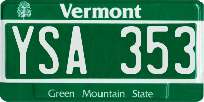 VT license plate YSA353