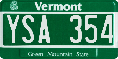 VT license plate YSA354