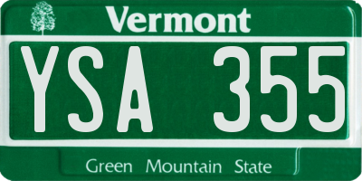 VT license plate YSA355