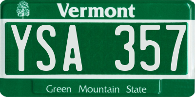 VT license plate YSA357