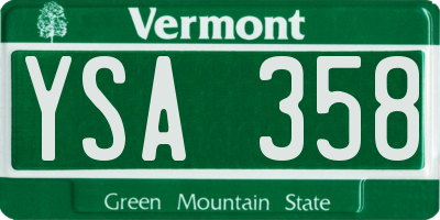 VT license plate YSA358
